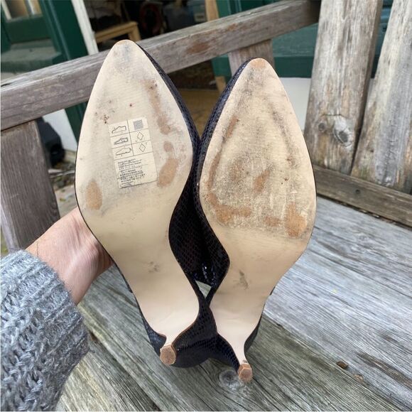 H&M Snakeskin Slingback Heels size 7 charcoal - Picture 8 of 8